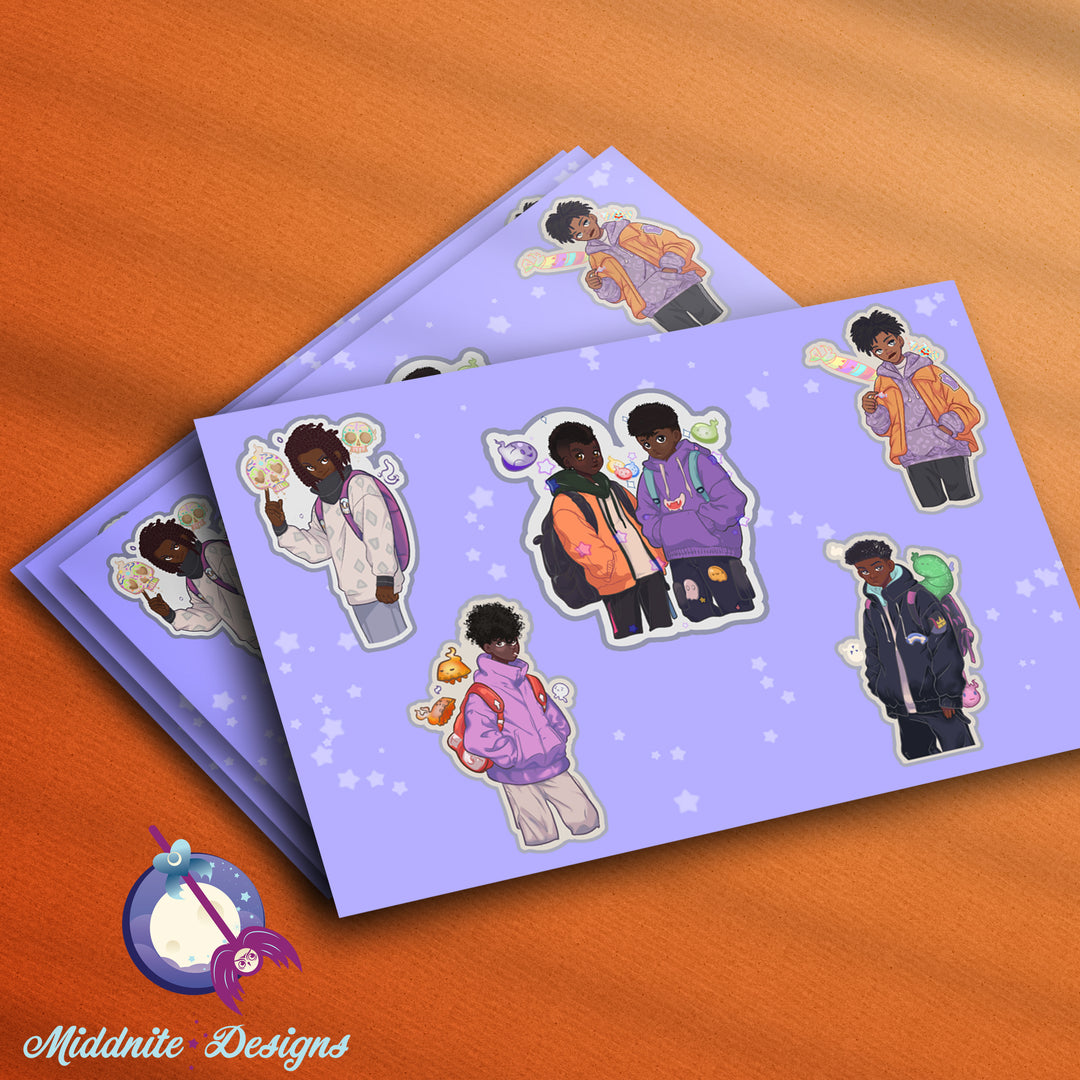 Sweets N Spirts Boys Sticker Sheet - 5 Fun & Cute Stickers