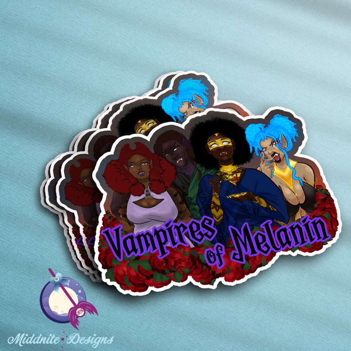 Vampires of Melanin Sticker, Halloween Themed, BIPOC Vampire Day