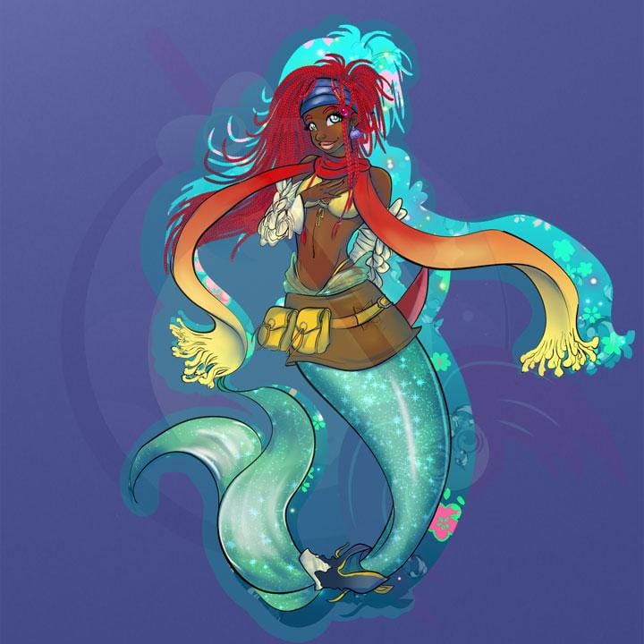 Mermaid Ariel x Rikku sticker