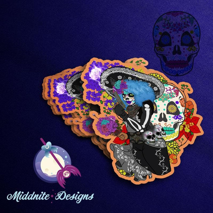 Middnite Skull Day of the Dead sticker second view